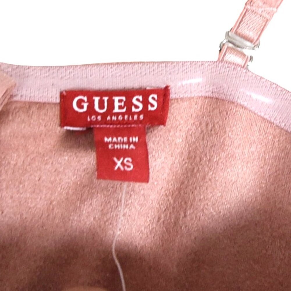 NWT Guess Strapless Rosette Mini Dress XS Faux Suede Bustier Coquette Y2K Party - Picture 9 of 9